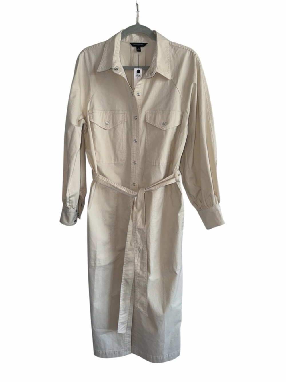 Banana Republic Twill Utility Midi Shirtdress Color: Stone Washed Size M NWT - Picture 4 of 14